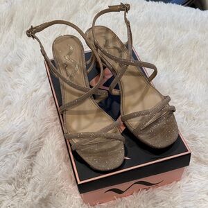 Nina Brown Glitter Strappy Heels